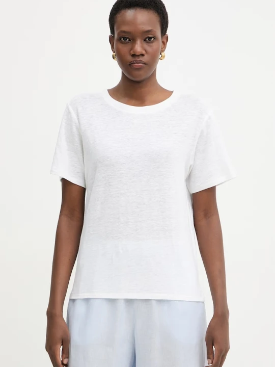 Zdjęcie produktu Weekend Max Mara t-shirt damski z lnem PELOTA beżowy