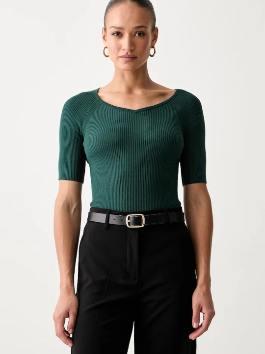 Zdjęcie produktu Weekend Max Mara T-shirt swetrowy damski z wiskozą WKDTENENTE zielony