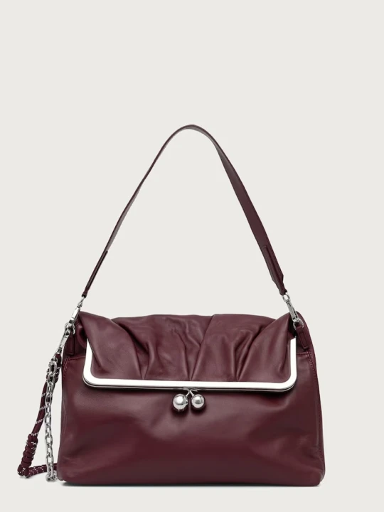 Zdjęcie produktu Weekend Max Mara torebka hobo damska skórzana WKASLALOM bordowy