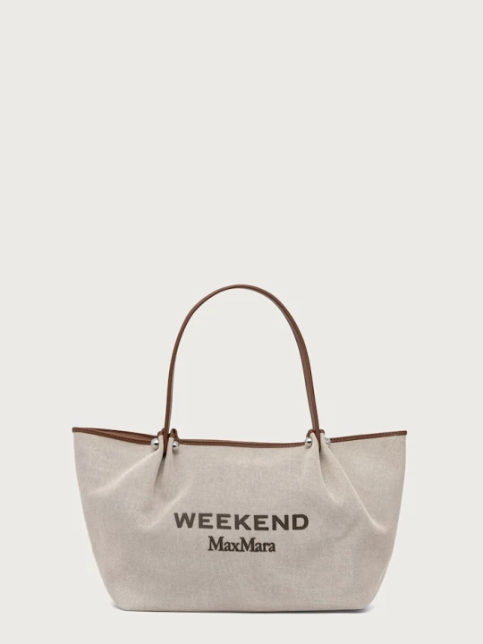 Zdjęcie produktu Weekend Max Mara torebka shopper damska bawełniana WKAGETTO beżowy