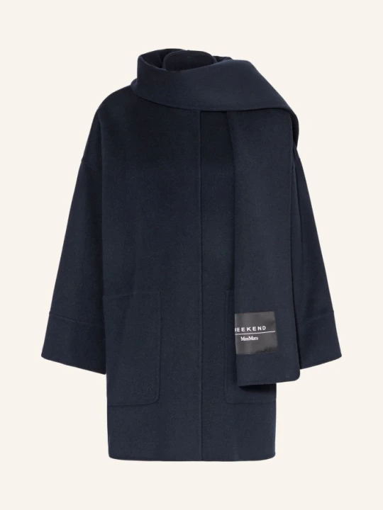 Zdjęcie produktu Weekend Max Mara Wełniany Płaszcz Fulcro Z Odpinanym Szalikiem blau GRANATOWY