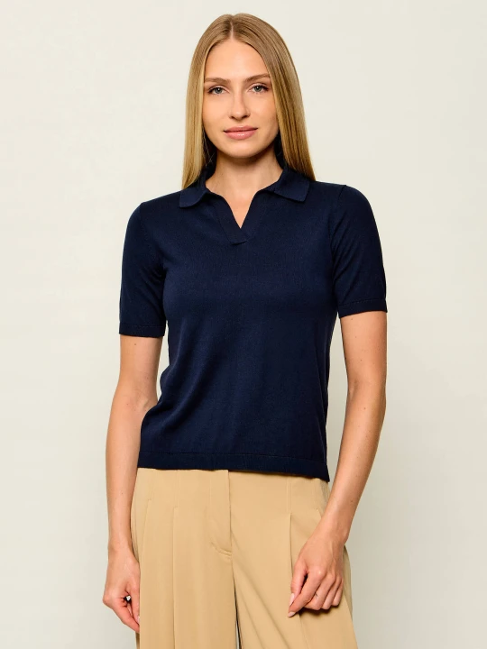 Zdjęcie produktu Weekend MaxMara Jedwabne polo Wkdroncolo | Slim Fit granatowy