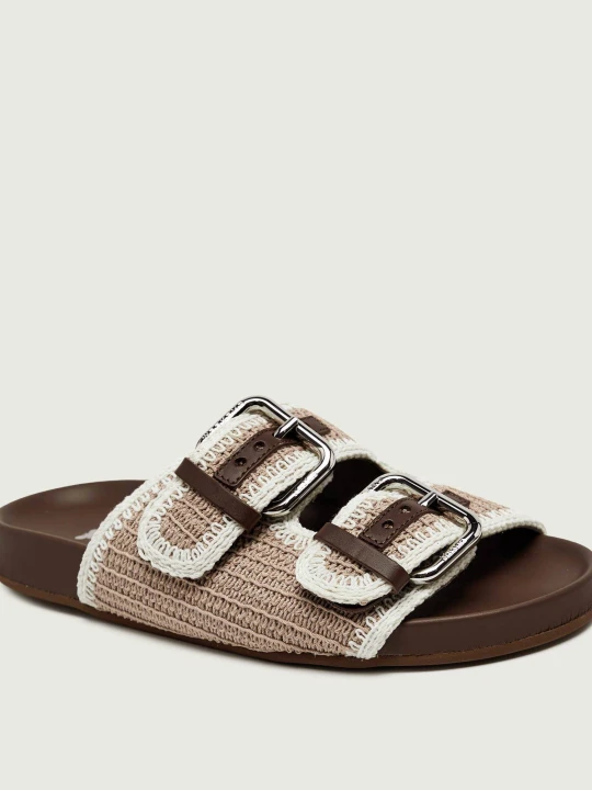 Zdjęcie produktu Weekend MaxMara Klapki WKABONITO | z dodatkiem skóry beżowy