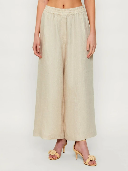 Zdjęcie produktu Weekend MaxMara Lniane spodnie Wkdfelino | Relaxed fit beżowy