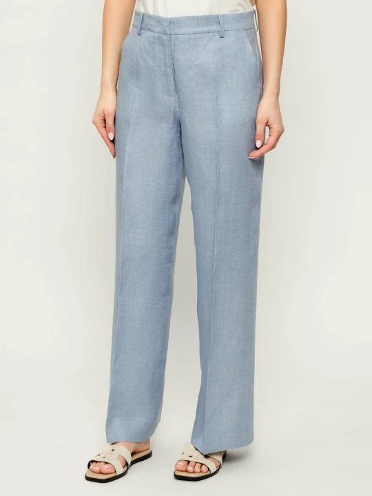 Zdjęcie produktu Weekend MaxMara Lniane spodnie Wkdmalizia | Regular Fit błękitny