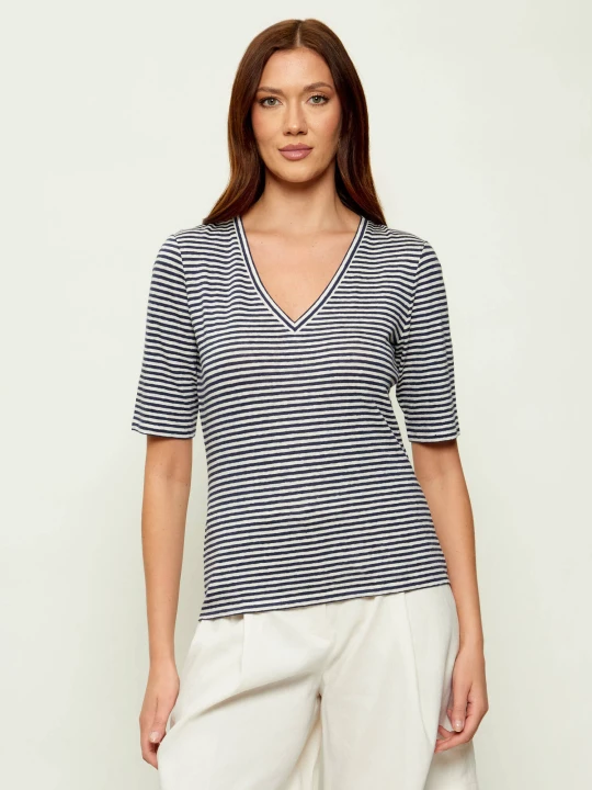 Zdjęcie produktu Weekend MaxMara Lniany t-shirt WKDOPZIONE | Regular Fit granatowy