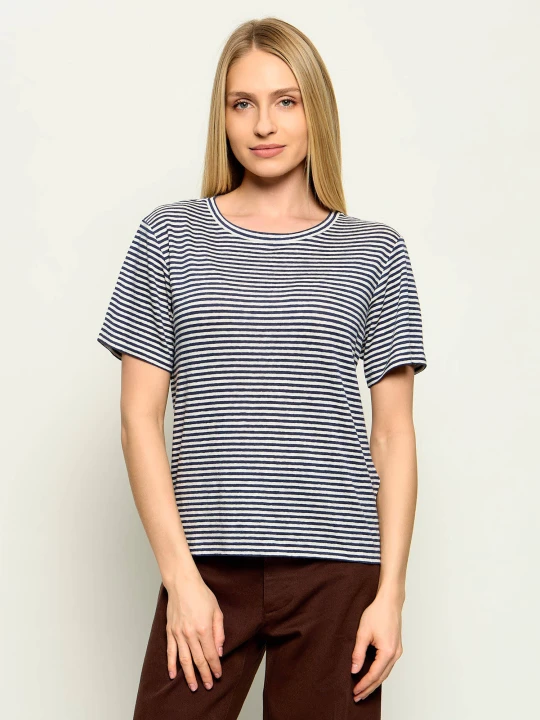 Zdjęcie produktu Weekend MaxMara Lniany t-shirt WKDPELOTA | Regular Fit granatowy
