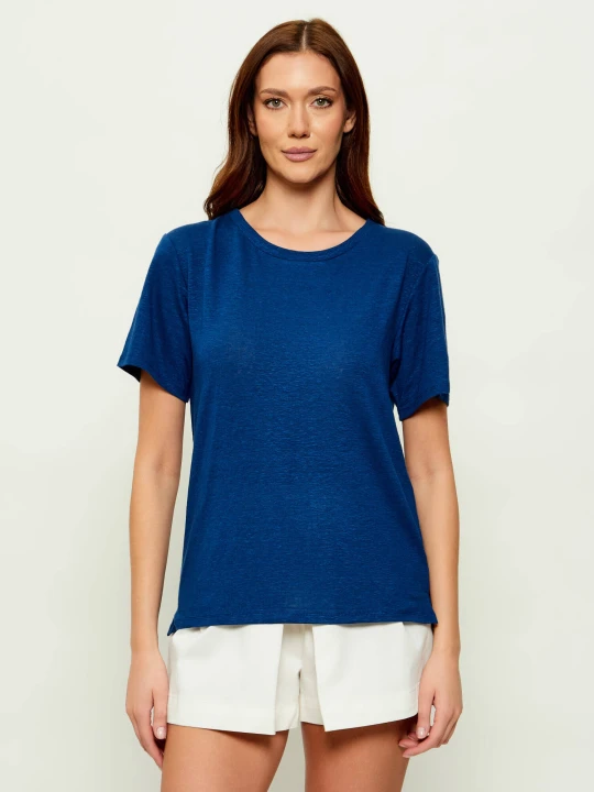 Zdjęcie produktu Weekend MaxMara Lniany t-shirt Wkdpelota | Regular Fit granatowy