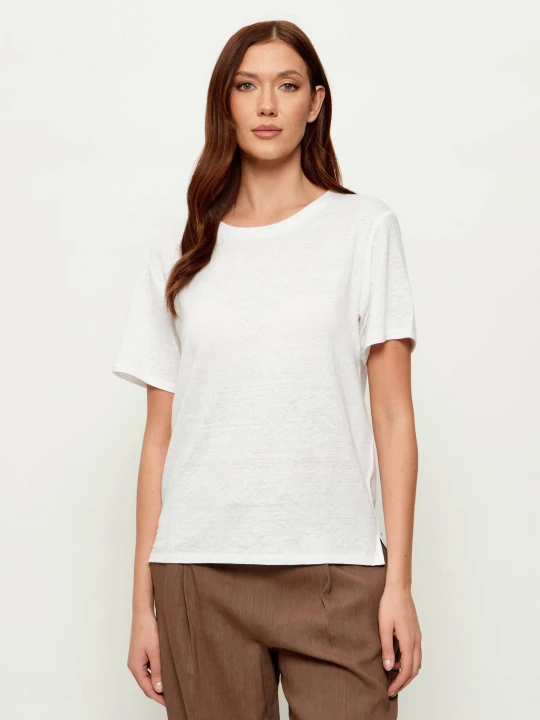 Zdjęcie produktu Weekend MaxMara Lniany t-shirt WKDPELOTA | Regular Fit biały