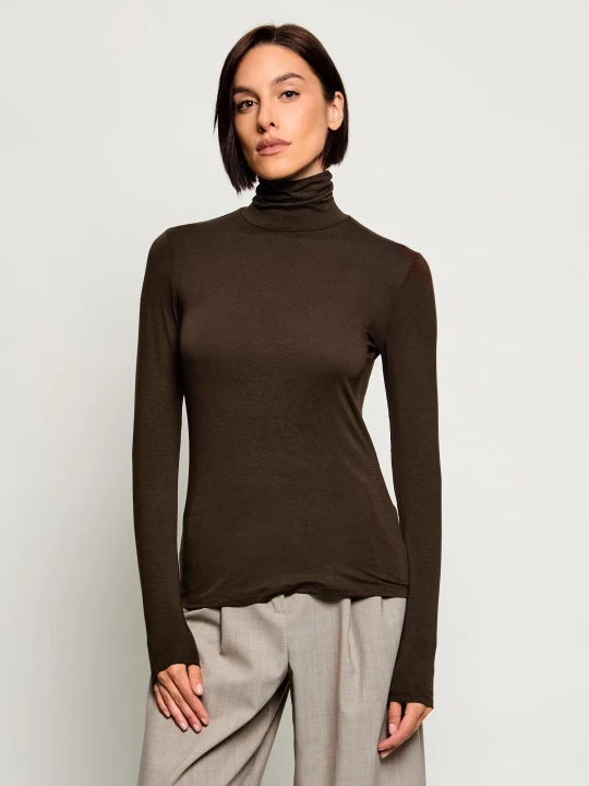 Zdjęcie produktu Weekend MaxMara Półgolf Wkdmultif | Slim Fit brązowy