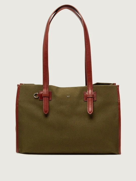 Zdjęcie produktu Weekend MaxMara Shopperka Wkacandore | z dodatkiem skóry khaki