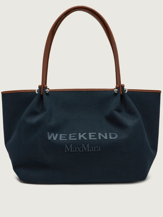 Zdjęcie produktu Weekend MaxMara Shopperka Wkagetto | z dodatkiem skóry granatowy