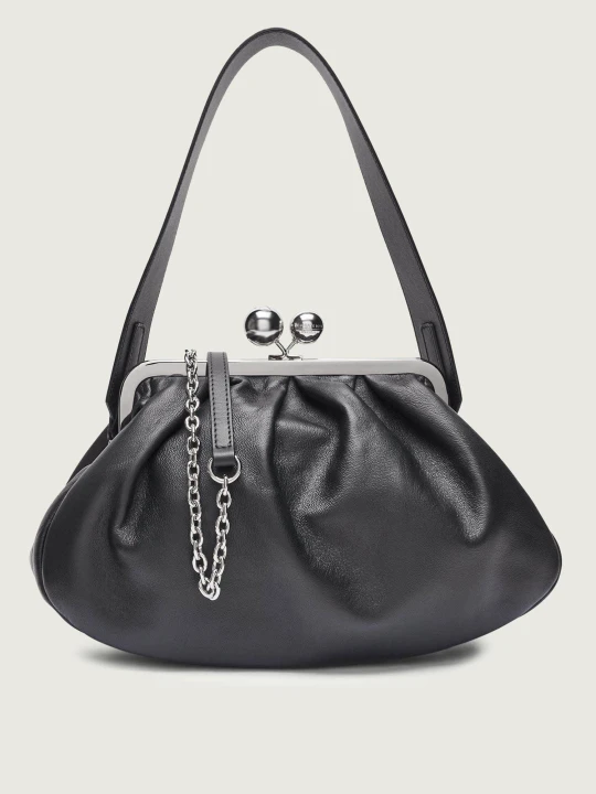Zdjęcie produktu Weekend MaxMara Skórzana torebka na ramię CUBICO Pasticcino czarny