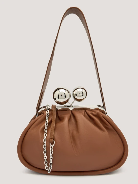 Zdjęcie produktu Weekend MaxMara Skórzana torebka na ramię Milvanew Pasticcino brązowy