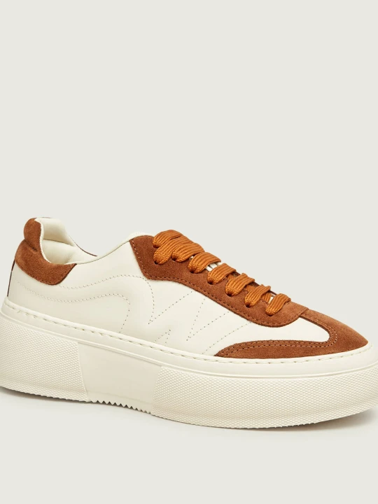 Zdjęcie produktu Weekend MaxMara Skórzane sneakersy Wkatessile | zamsz ecru