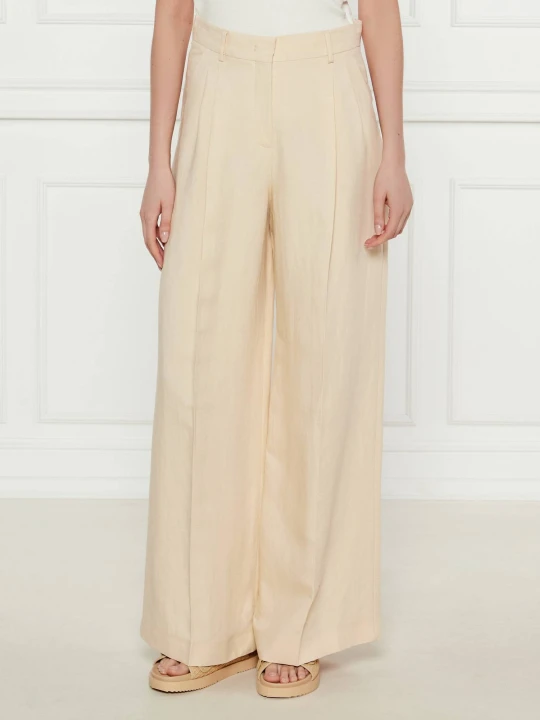 Zdjęcie produktu Weekend MaxMara Spodnie VELIERO | Relaxed fit | z dodatkiem lnu beżowy