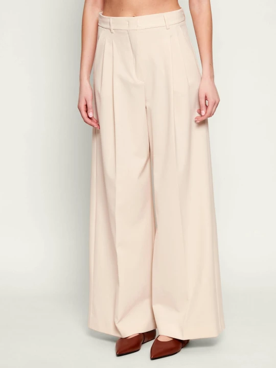 Zdjęcie produktu Weekend MaxMara Spodnie Wkdasta | flare fit | z dodatkiem wełny ecru