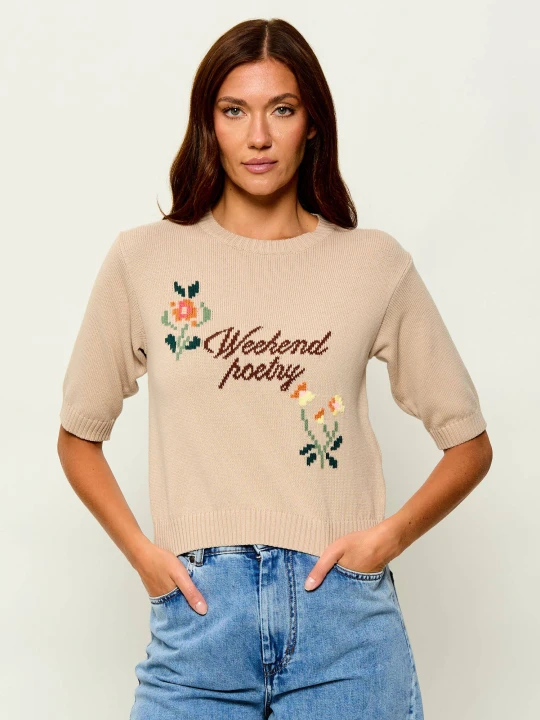 Zdjęcie produktu Weekend MaxMara Sweter Wkdfiacre | Cropped Fit piaskowy