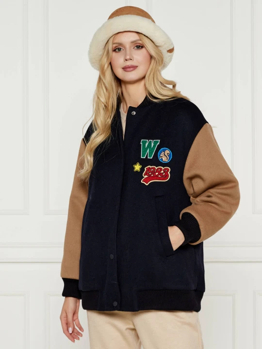 Zdjęcie produktu Weekend MaxMara Wełniana kurtka bomber | Loose fit granatowy