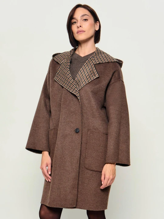 Zdjęcie produktu Weekend MaxMara Wełniany dwustronny płaszcz Wkdbalta brązowy