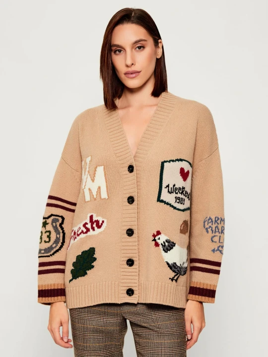 Zdjęcie produktu Weekend MaxMara Wełniany kardigan BELGIO | Oversize fit brązowy