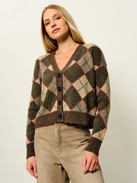Zdjęcie produktu Weekend MaxMara Wełniany kardigan Wkdabile | Cropped Fit brązowy