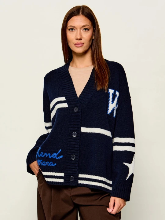 Zdjęcie produktu Weekend MaxMara Wełniany kardigan Wkdbelgio | Oversize fit granatowy