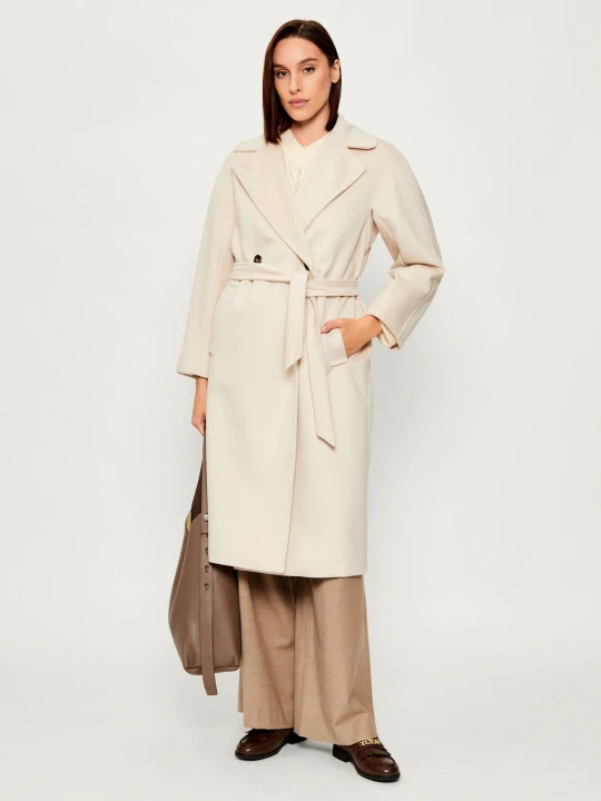 Zdjęcie produktu Weekend MaxMara Wełniany płaszcz RESINA ecru