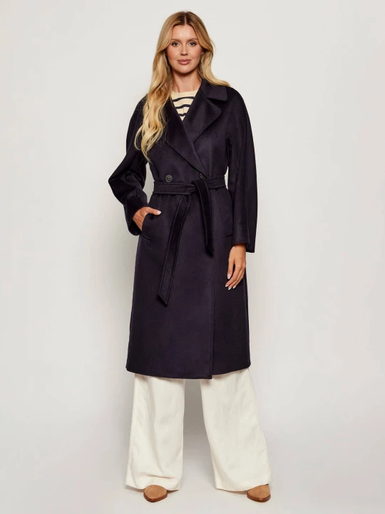Zdjęcie produktu Weekend MaxMara Wełniany płaszcz RESINA granatowy