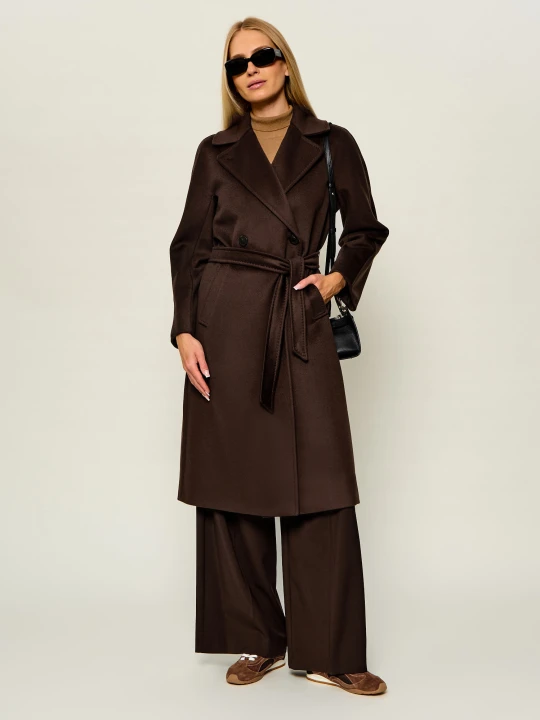 Zdjęcie produktu Weekend MaxMara Wełniany płaszcz Wkdresina brązowy