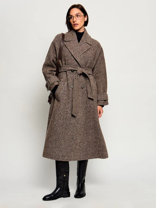 Zdjęcie produktu Weekend MaxMara Wełniany płaszcz Wkdtema brązowy