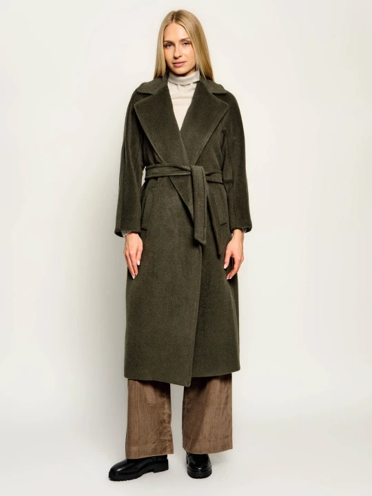 Zdjęcie produktu Weekend MaxMara Wełniany płaszcz Wkdtempera oliwkowy