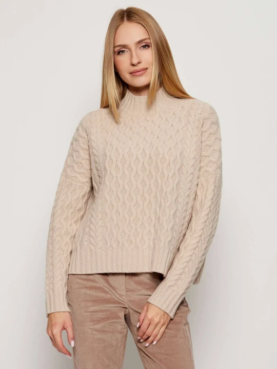 Zdjęcie produktu Weekend MaxMara Wełniany półgolf YARD | Loose fit beżowy