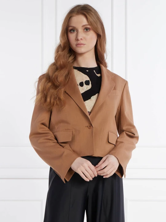 Zdjęcie produktu Weekend MaxMara Żakiet | Cropped Fit | z dodatkiem lnu brązowy