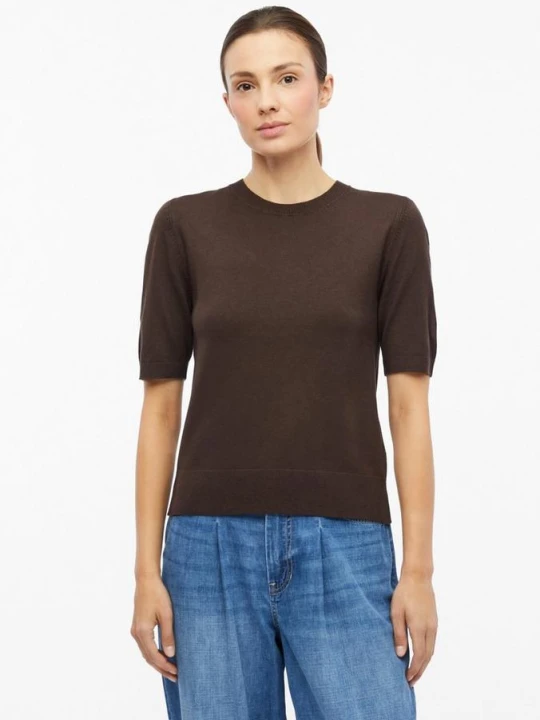 Zdjęcie produktu Weicher Kurzarm-Strickpullover aus Viskosemix s.Oliver brązowy