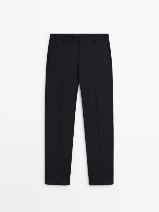 Zdjęcie produktu Wełniane Spodnie Od Garnituru - Granatowy - Massimo Dutti - Male