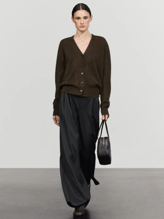 Zdjęcie produktu Wełniane Spodnie Od Garnituru W Prążki - Granatowy - Massimo Dutti - Female