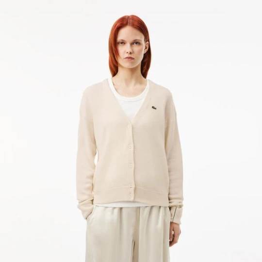Zdjęcie produktu Wełniany kardigan z dekoltem V Lacoste