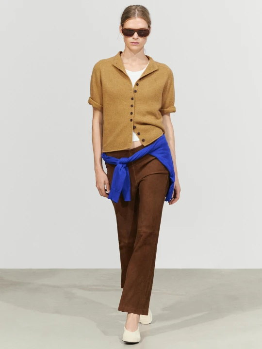 Zdjęcie produktu Wełniany Kardigan Z Kołnierzem Kominowym - Oliwkowy - Massimo Dutti - Female