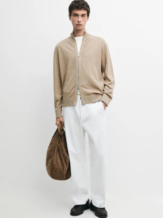 Zdjęcie produktu Wełniany Kardigan Z Suwakiem - Sprany - Massimo Dutti - Male