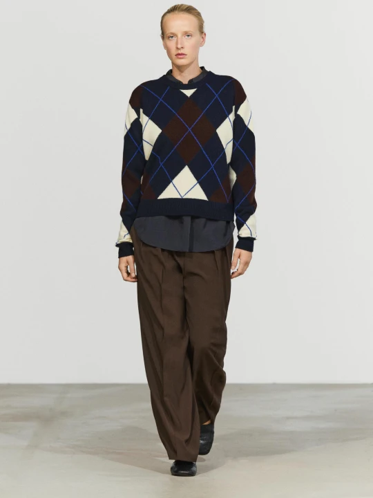 Zdjęcie produktu Wełniany Sweter W Romby - Granatowy - Massimo Dutti - Female