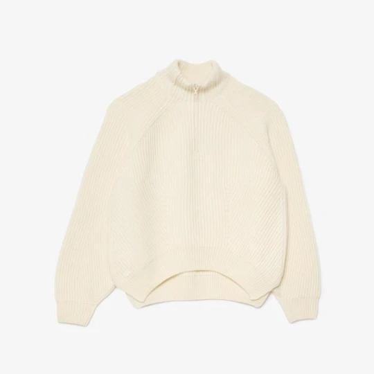 Zdjęcie produktu Wełniany sweter z dzianiny w prążki zapinany na suwak Lacoste