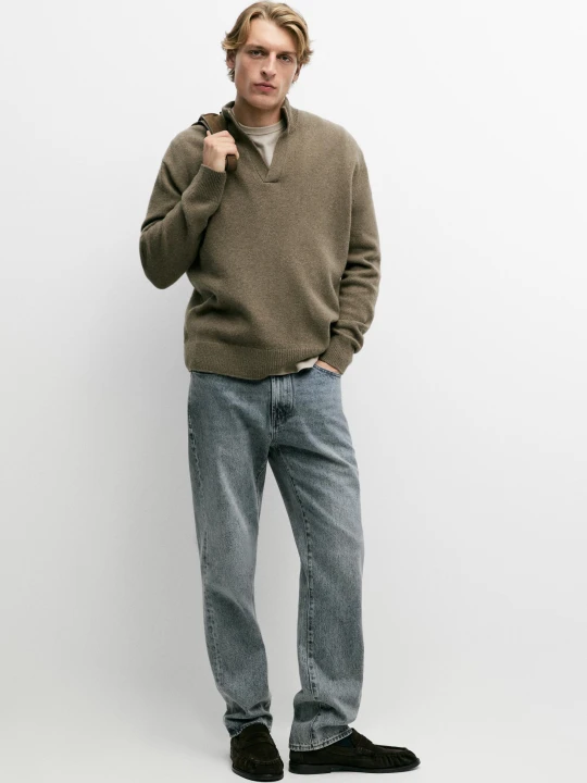 Zdjęcie produktu Wełniany Sweter Z Golfem - Beżowy - Massimo Dutti - Male