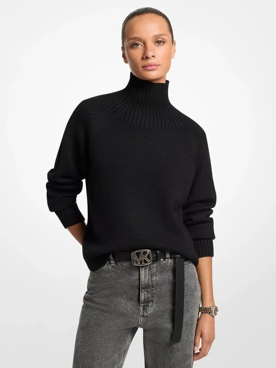 Zdjęcie produktu Wełniany sweter z golfem Michael Kors CZARNY (Czarny)