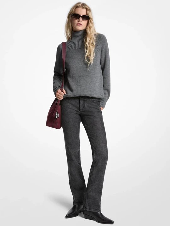 Zdjęcie produktu Wełniany sweter z golfem Michael Kors DERBY MELANŻ (Szary)
