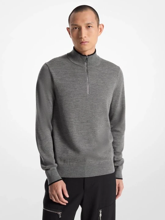 Zdjęcie produktu Wełniany sweter zapinany na zamek do połowy Michael Kors POPIELATY (Szary)