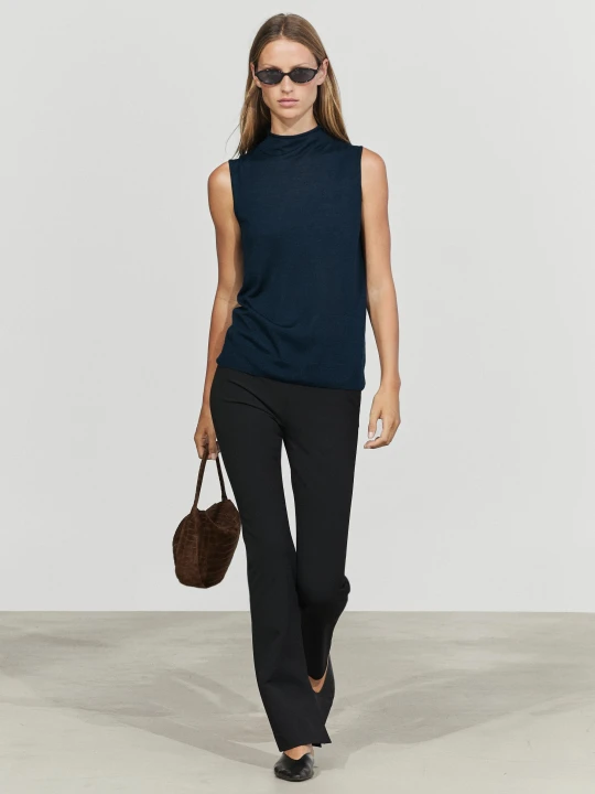 Zdjęcie produktu Wełniany Top Z Półgolfem (100% Wełny) - Niebieski - Massimo Dutti - Female