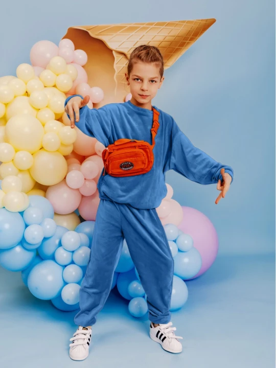 Zdjęcie produktu Welurowy dres dziecięcy DIEGO - niebieski  magmac 