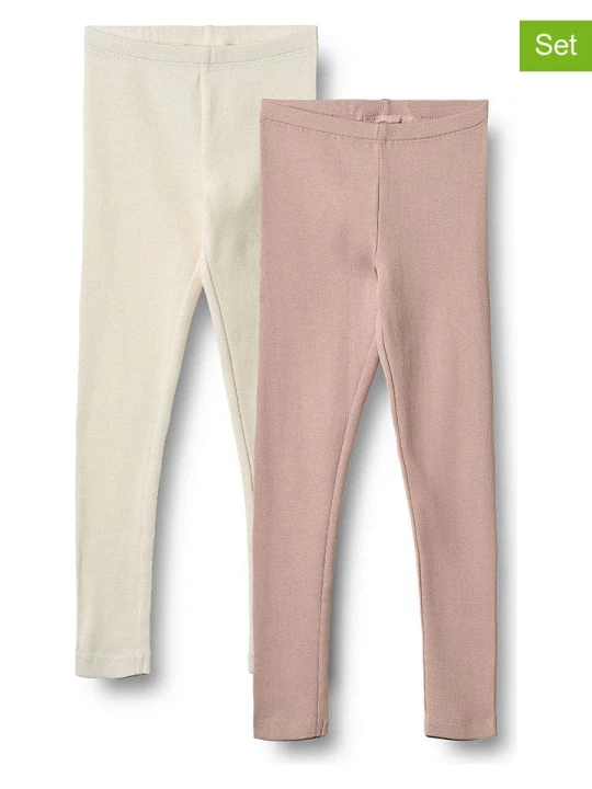 Zdjęcie produktu Wheat Legginsy (2 pary) "Jules" w kolorze jasnoróżowo-kremowym rozmiar: 104