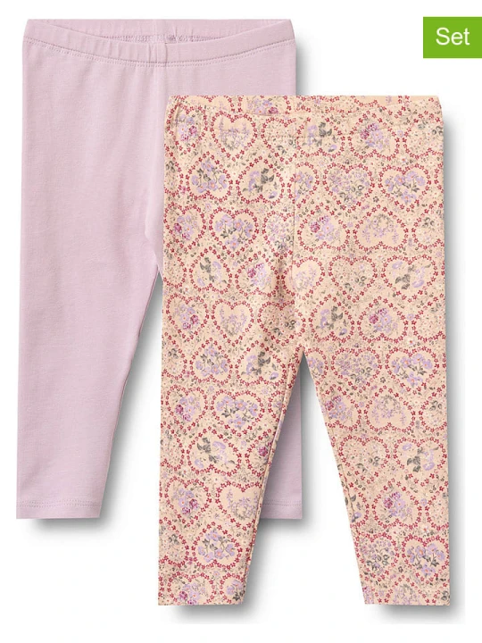 Zdjęcie produktu Wheat Legginsy (2 pary) "Jules" w kolorze jasnoróżowym i pomarańczowym rozmiar: 62